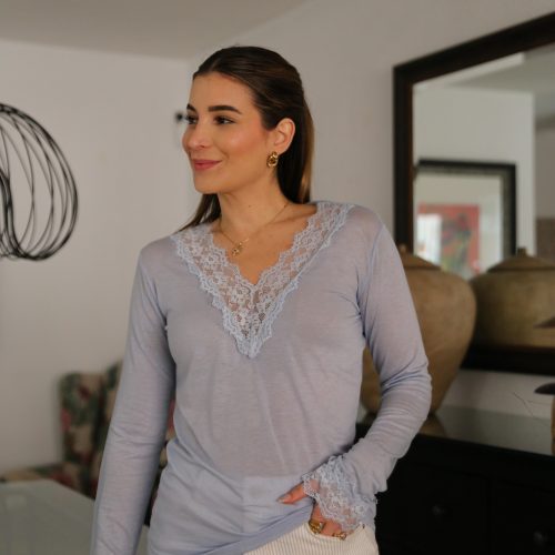 Lace Top Azul